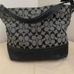 Coach Black and Gray Signature Canvas Hobo Bag FINAL PRICE